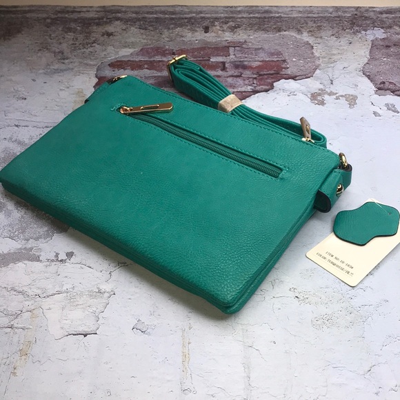 🆕Teal Green Color Crossbody or Shoulder Purse Flap magnetic snap closure - Picture 6 of 11